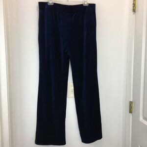 Lauren Ralph Lauren Womens Velvet Navy Blue Pants L Elastic Waist NEW